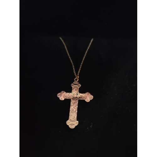 612 - 9 carat Rose Gold Antique Cross