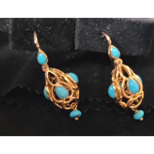 616 - 18 Carat Turquoise Cluster Earrings