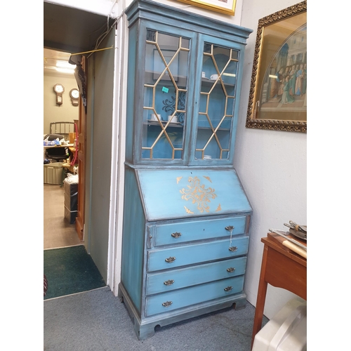 664 - Upcycled Georgian Style Mahogany Writing Bureau Bookcase