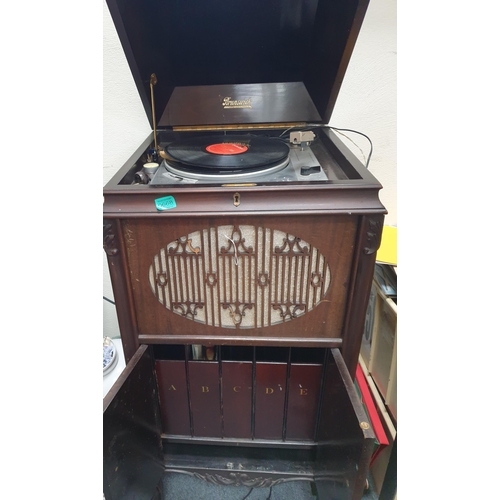 668 - Vintage Gramaphone Case with Modern Record Player (not checked)