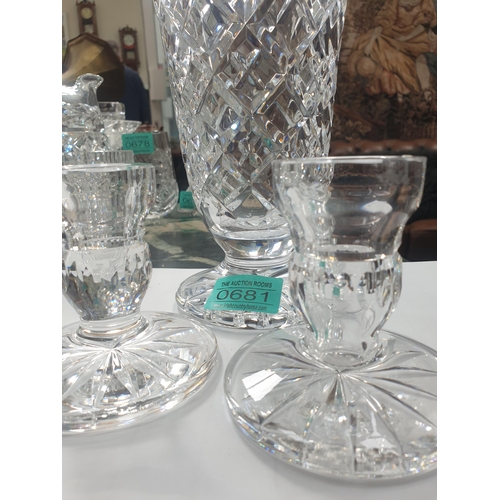 681 - Waterford Crystal Vase and 2 Candlesticks