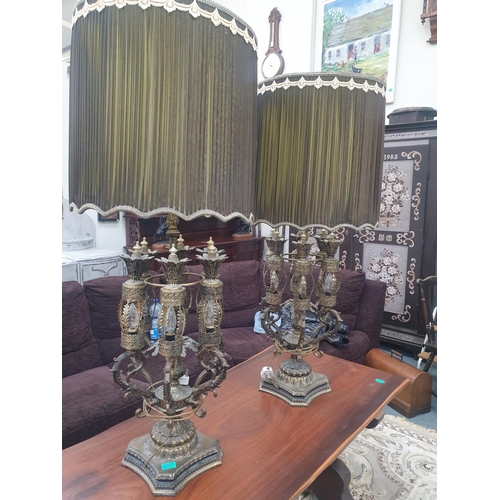 97 - Impressive Pair of Italian Bronze Patinated Table Lamps