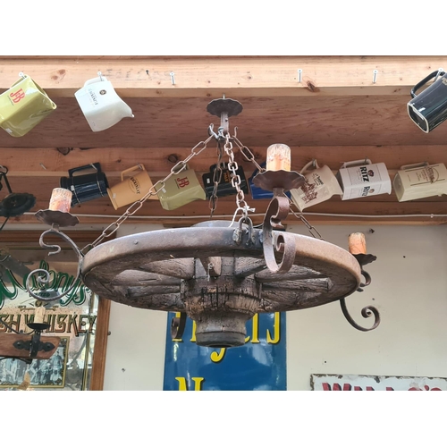 337 - Wagon Wheel Ceiling Light