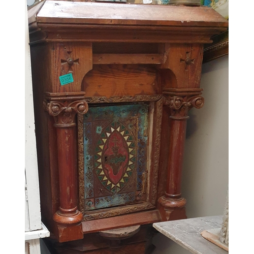 356 - 19th Century Pitch Pine Tabernackle with painted Brass Door