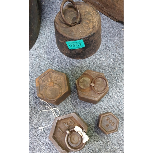 367 - Set of 5 Cast Iron Shop Scale Weights