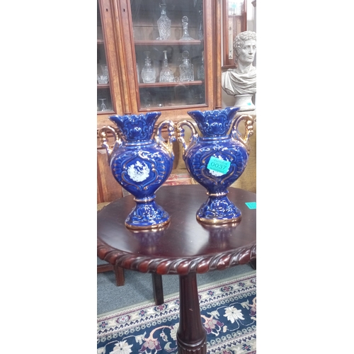 37 - Pair of Blue Italian Vases