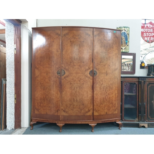 374 - Early 20th Century Walnut Bedroom Suite of a 5' Bed and a 3 Door Wardrobe