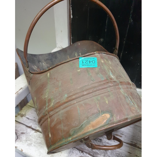 421 - Old Copper Coal Scuttle