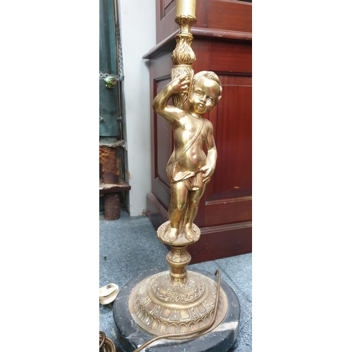 427 - Vintage Brass Standard Lamp with Cherub Figure (as found)