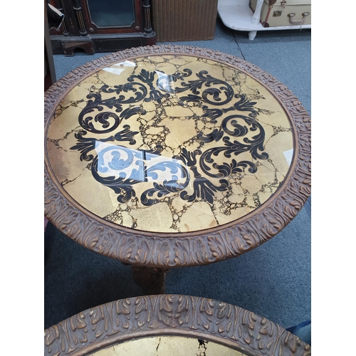 431 - Pair of Italian Gilt Lamp Tables with decorative Gilt Decoration Glass Tops