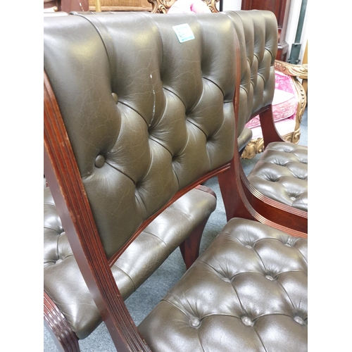 435 - Set of 6 Regency Style Chesterfield Upholstered Dining Chairs including 2 Carvers