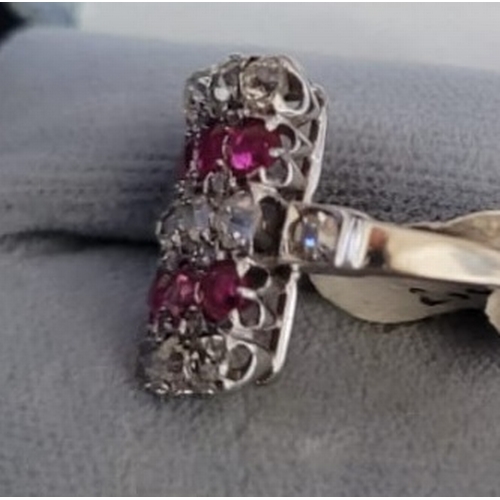 638 - 18 Carat Vintage Ruby and Diamond Dress Ring (Size O)