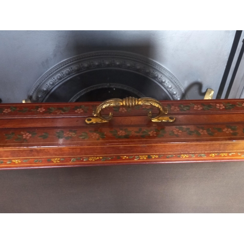 653 - Edwardian Mahogany Firescreeen with painted decoration