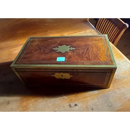 655 - 19th Century Brass Bound Rosewood Writing Box with fitted interior