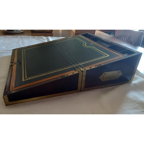 655 - 19th Century Brass Bound Rosewood Writing Box with fitted interior