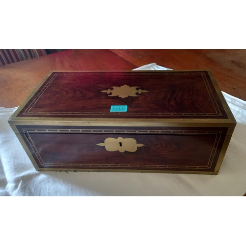 655 - 19th Century Brass Bound Rosewood Writing Box with fitted interior