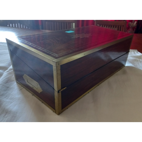 655 - 19th Century Brass Bound Rosewood Writing Box with fitted interior