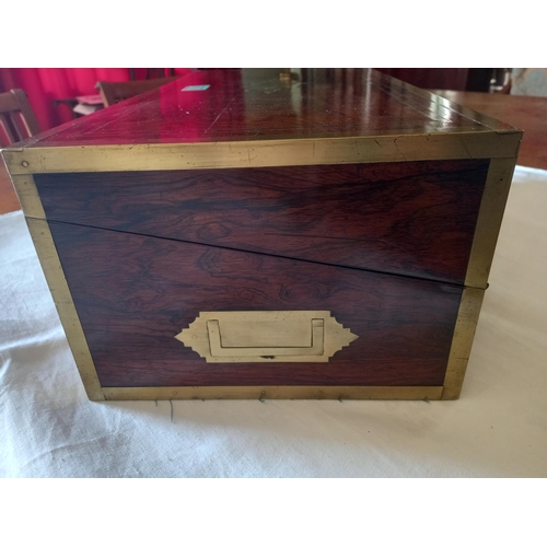 655 - 19th Century Brass Bound Rosewood Writing Box with fitted interior