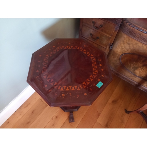 658 - 19th Century Killarney Sewing Table profusely Inlaid with Shamrock