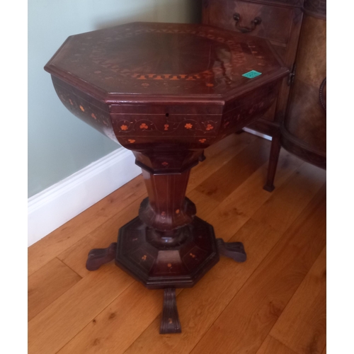 658 - 19th Century Killarney Sewing Table profusely Inlaid with Shamrock