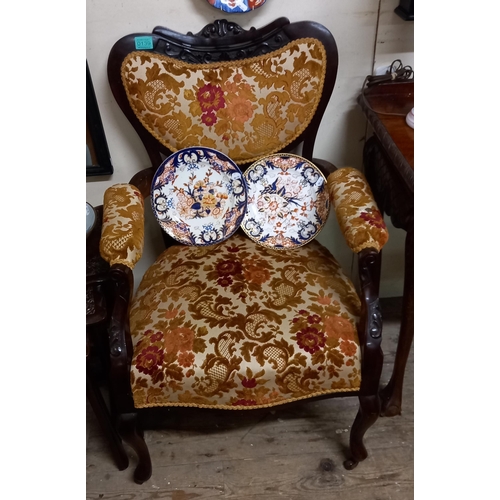 139 - Pair of Late Victorian Mahogany Drawingroom Armchairs