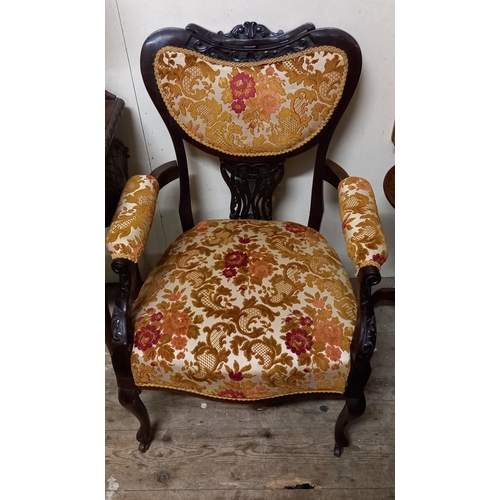 139 - Pair of Late Victorian Mahogany Drawingroom Armchairs