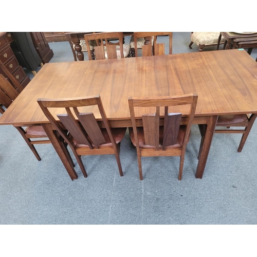27 - Retro Hardwood Table and 6 Chairs stamped 