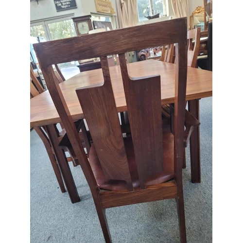 27 - Retro Hardwood Table and 6 Chairs stamped 