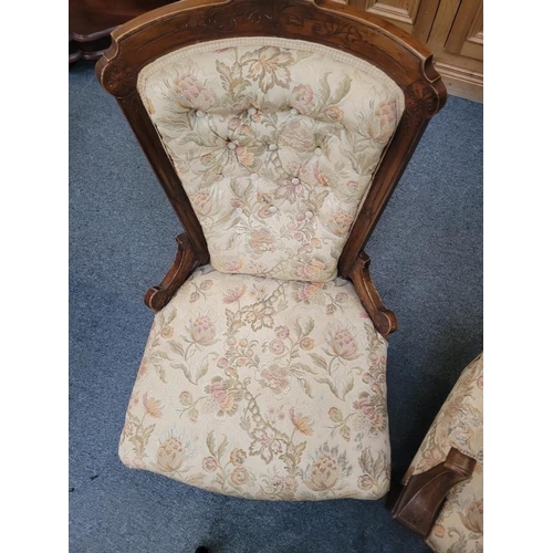 32 - Pair of Edwardian Walnut Ladies & Gents Chairs