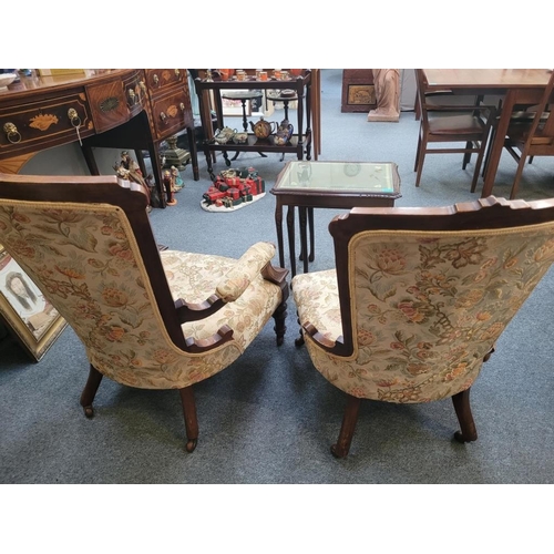 32 - Pair of Edwardian Walnut Ladies & Gents Chairs