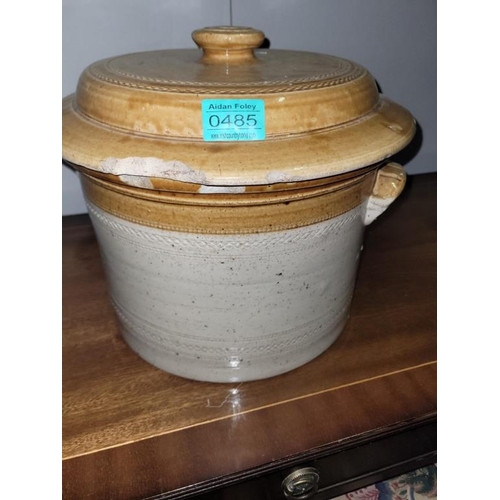485 - Victorian Ironstone Flour Barrell (chip on lid)