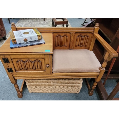 52 - Vintage Oak Hall Seat