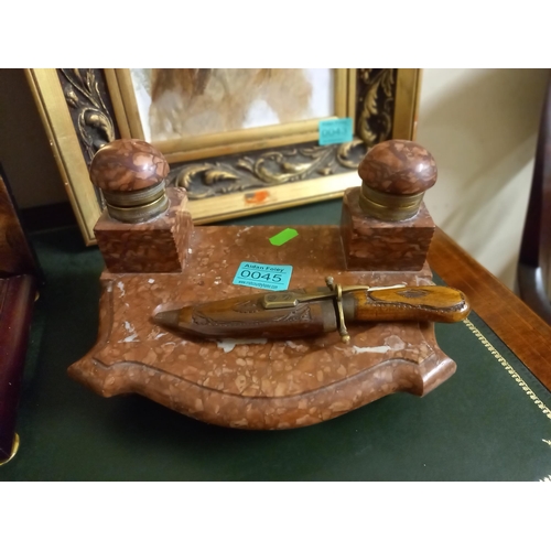 45 - 19th Century French Red Marble Desk Set