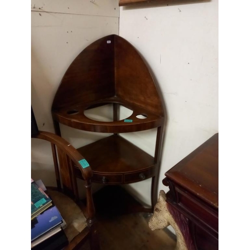 25 - Georgian Mahogany Corner Washstand with one Drawer