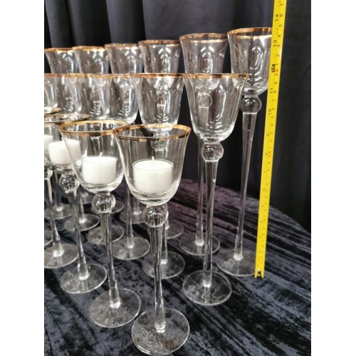 100 - 18 Gold Rim Votives (3 Heights) giving Candlelight at many levels (35cm, 30cm and 25cm)