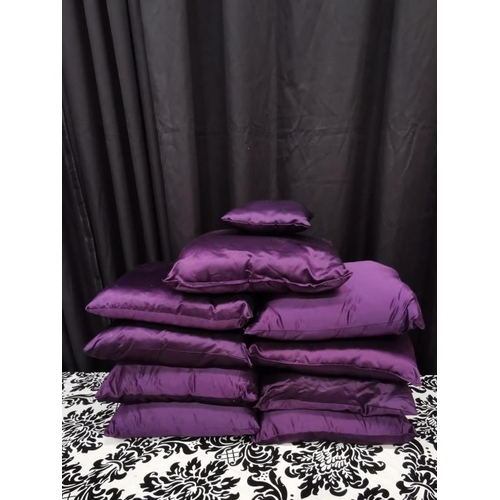 112 - Box of Purple Satin Cushions (40cm)