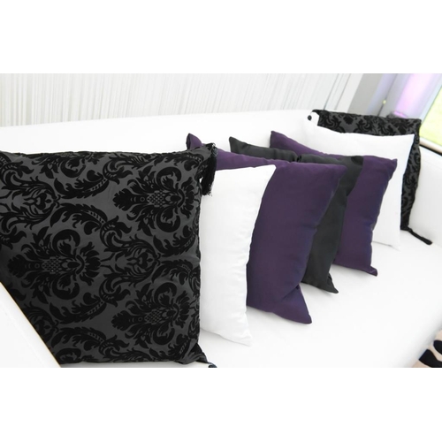 112 - Box of Purple Satin Cushions (40cm)