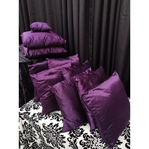 112 - Box of Purple Satin Cushions (40cm)