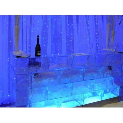 12 - Ice Bar - Solid Blocks of Resin Ice Cubes, lit in Ice Blue hues, which is mobile for easy transporta... 