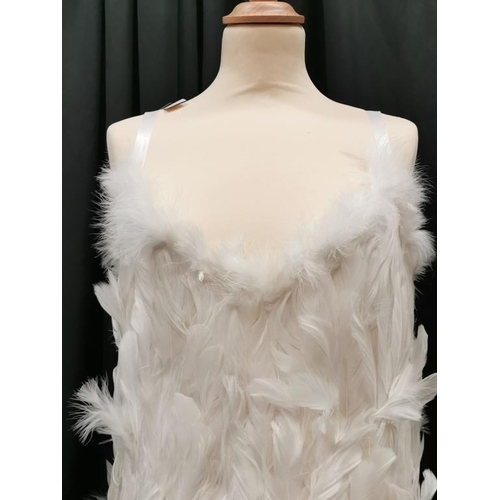 120 - White Feather Dress (Size 10/12)