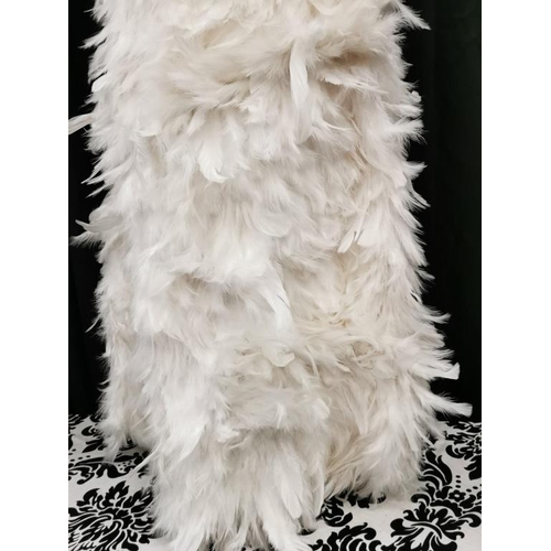 120 - White Feather Dress (Size 10/12)