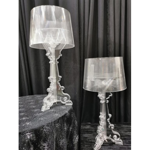 13 - Pair of Kartell Bourgie Lamps for Votives (non wired) LED Lights, Acrylic (73cm H x 37cm W)