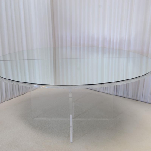 136 - 6ft Perspex Table with Mirror Top in two halves Mirror : 1788mm x 6mm with chamfered edges / Table T... 