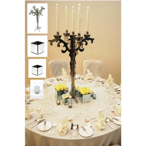 153 - Set of 2 Designer Modern Style Aluminium Candelabra