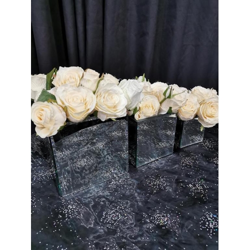 161 - Trio of Mirror Cube Vases (10cm -15cm -20cm)