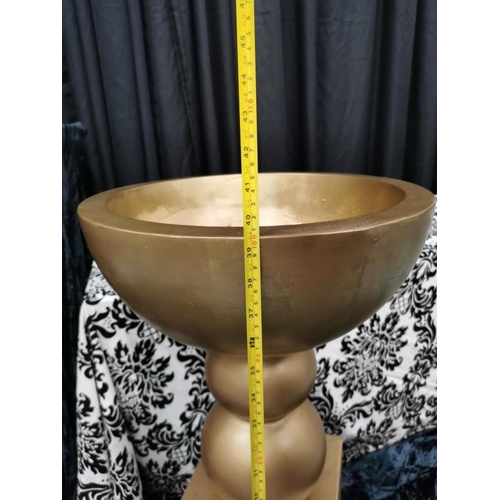 179 - Gold Bowl Urn Plinth, Weighted and Sturdy - Multi-use Design