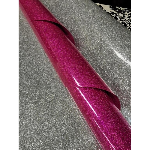 188 - Silver and Pink Glitter Vinyl Rollend for Display Use