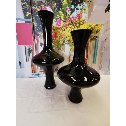 209 - High and Low Duo Black Vase (50cm & 40cm H)