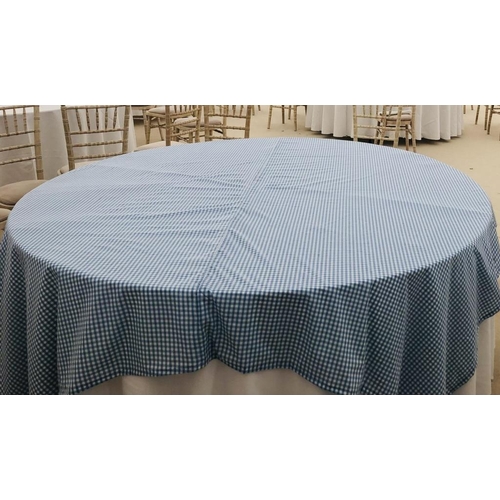 216 - 25 x Pale Blue Gingham (216cm) Square Tablecloths