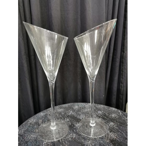 222 - Pair of Slanted Topped Martini Glasses (60cm H)